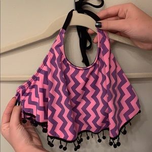 Cute fringe pink bathing suit top💗